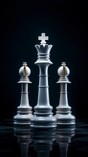 Free photo view of three chess pieces