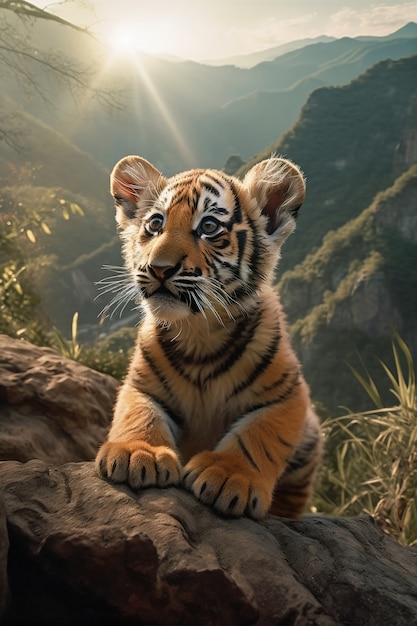 Free photo view of tiger cub in nature