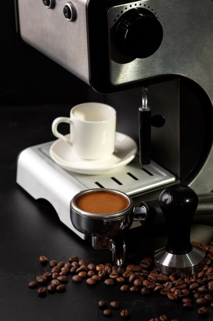 View of tool used for pressing and making coffee