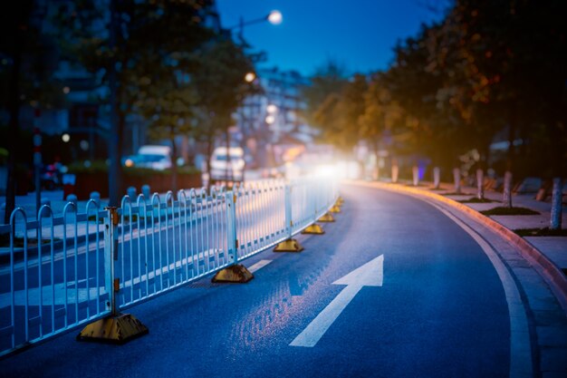 view of traffic road at night