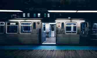 Free photo view of train at night