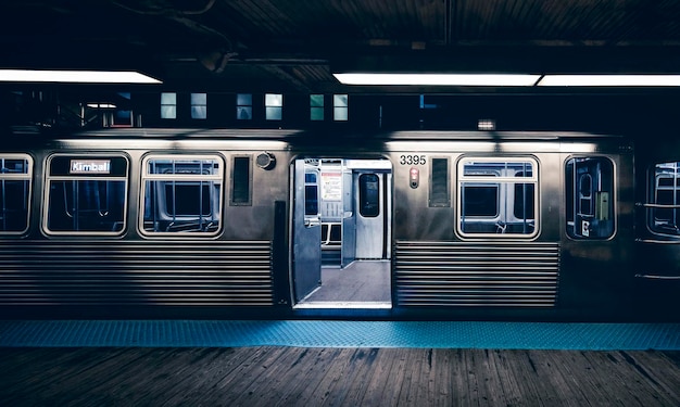 View of train at night