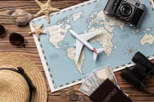 Free photo above view travel items assortment still life