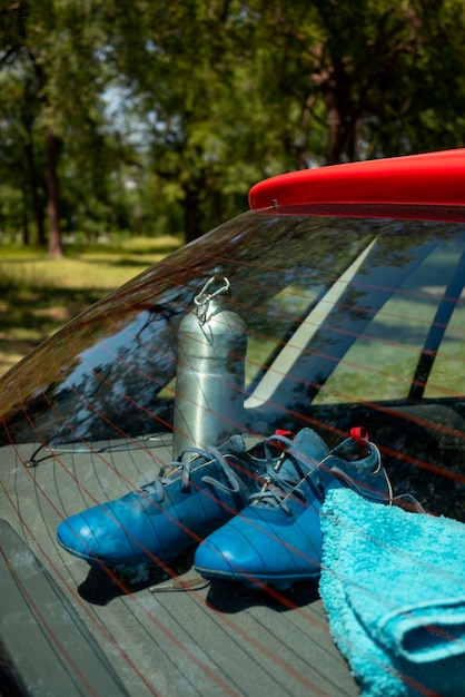 Free photo view of travel items inside car ready for trip