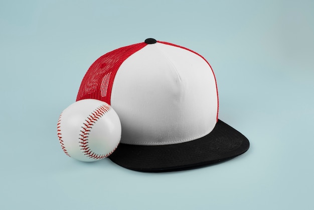 Free photo view of trucker hat with baseball