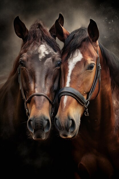 View of two horses in nature