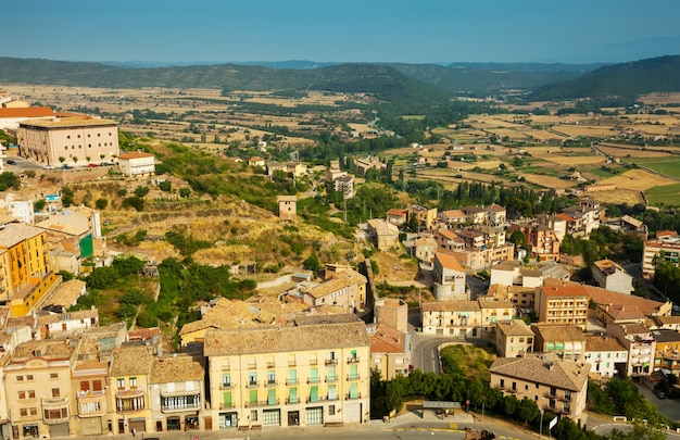 view of typical Catalan town. Cardona