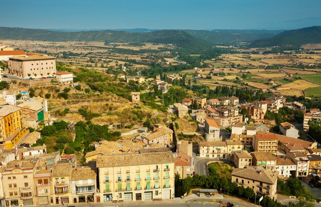 view of typical Catalan town. Cardona