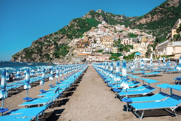 View of the Tyrrhenian sea coast in Positano Italy