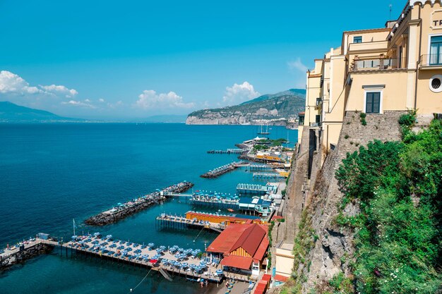 View of the Tyrrhenian sea coast in Sorrento Italy