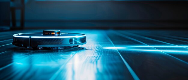 Free photo view of vacuum cleaner robot on a flat surface or floor