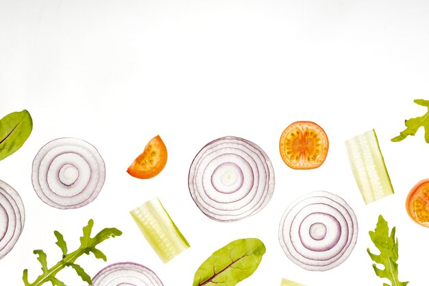 Above view vegetable slices with copy space