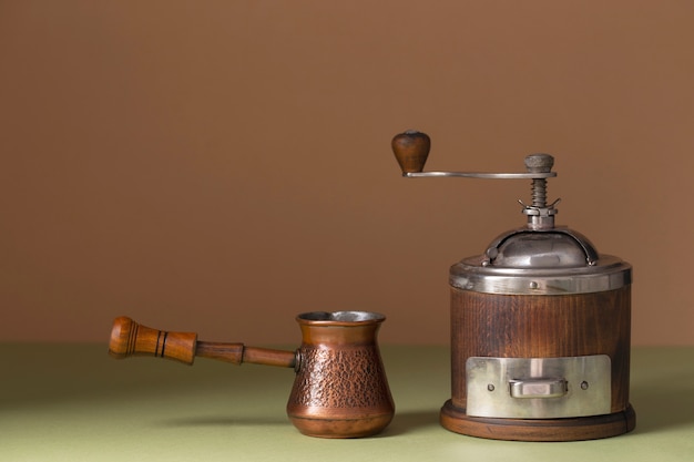 View of vintage coffee grinder