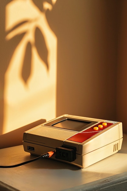 Foto gratuita vista di una console di gioco vintage in tonalità di noce