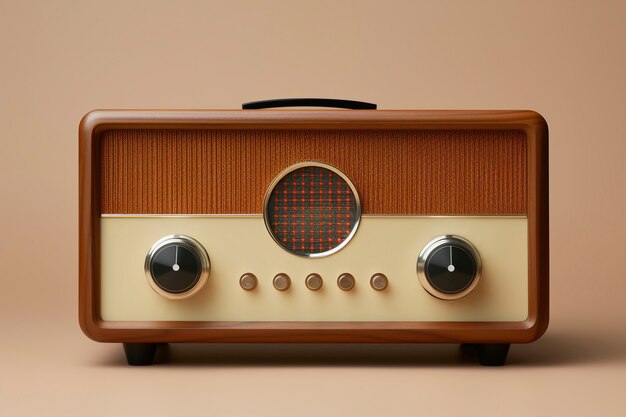 View of vintage radio device in nutshell tones