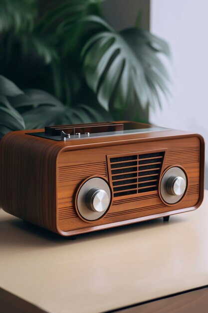 view of vintage radio device in nutshell tones