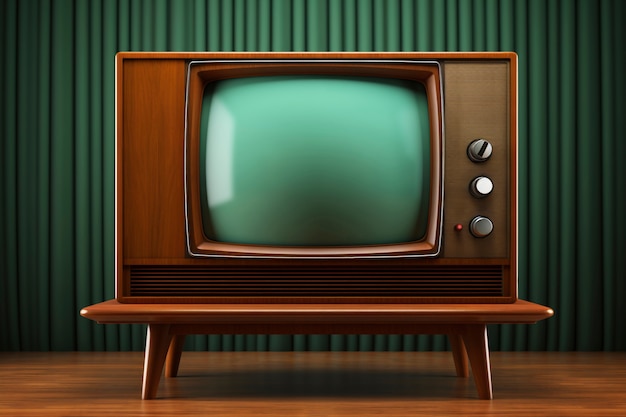 Free photo view of vintage tv device in nutshell tones