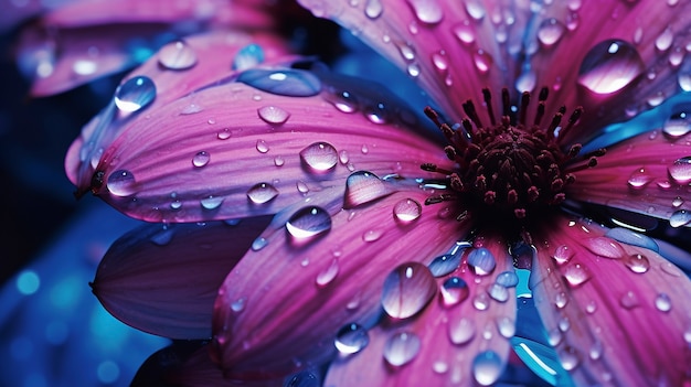 View of water drops on flower petals