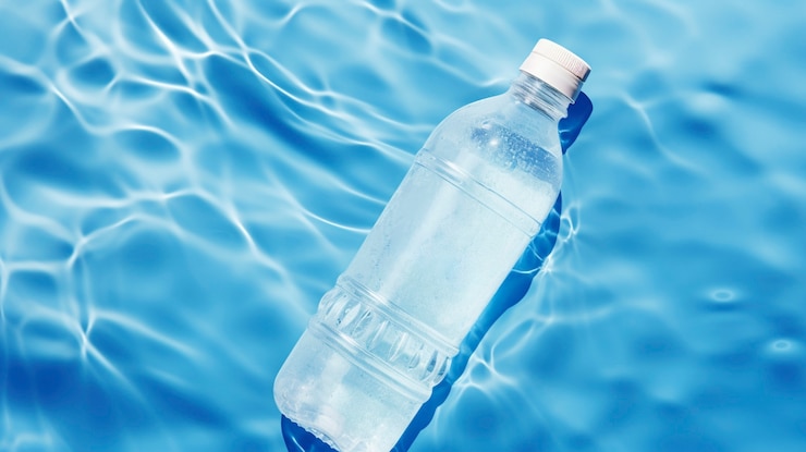 Free Photo view of water with plastic bottle