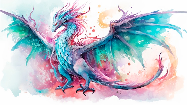 Free Photo view of watercolor dragon