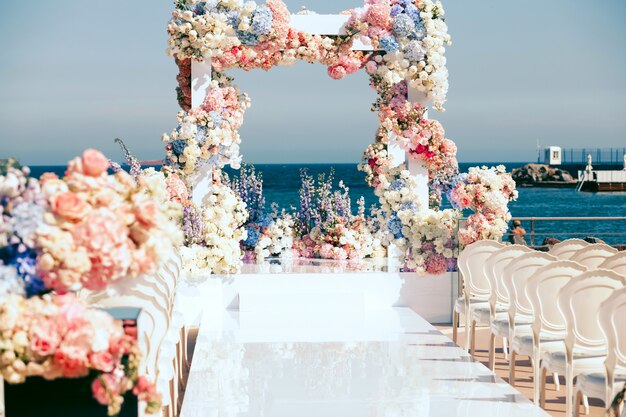 View on wedding archway in front