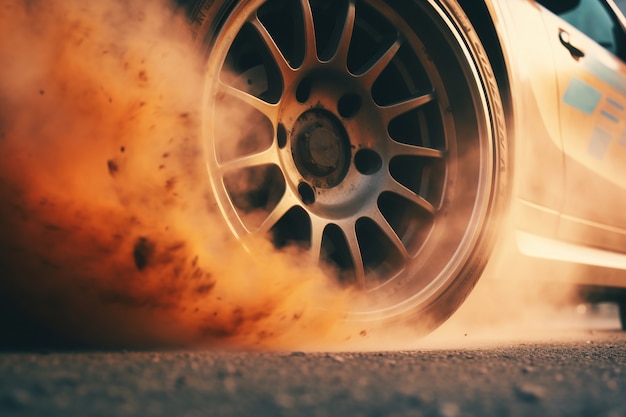 Free photo view of wheel on car running at high speed