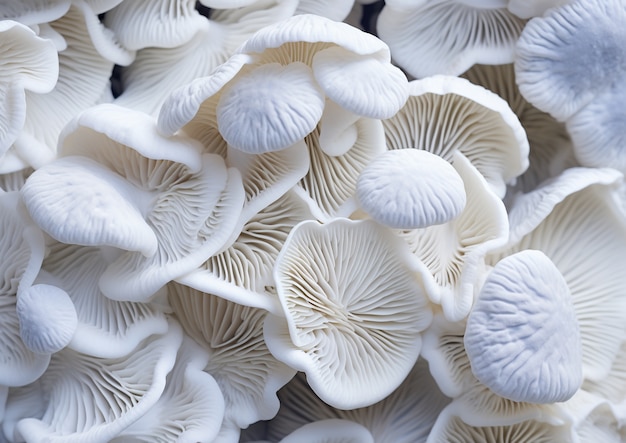 View of white and blue mushrooms