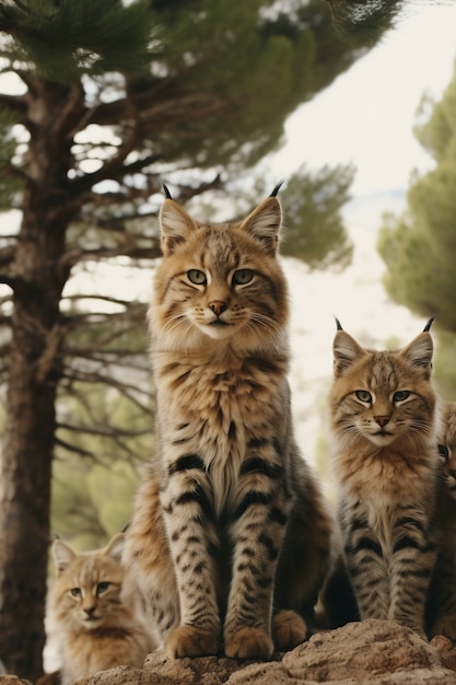 Foto gratuita vista della lince rossa selvatica in natura