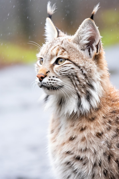 Foto gratuita vista della lince rossa selvatica in natura