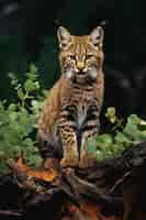 Free photo view of wild bobcat in nature