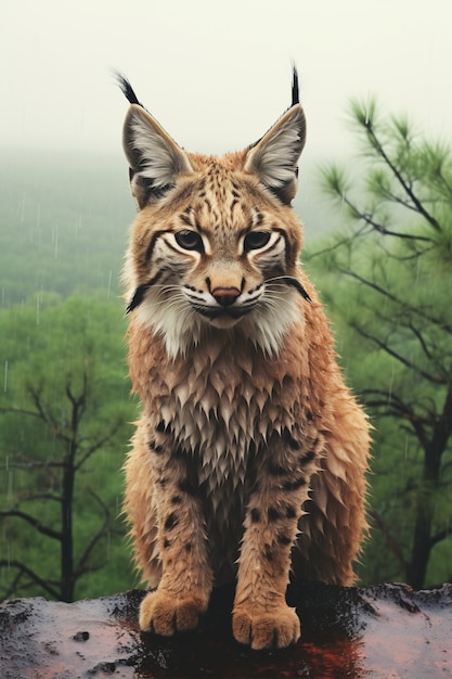 Free photo view of wild bobcat in nature