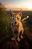 Free photo view of wild bobcat in nature