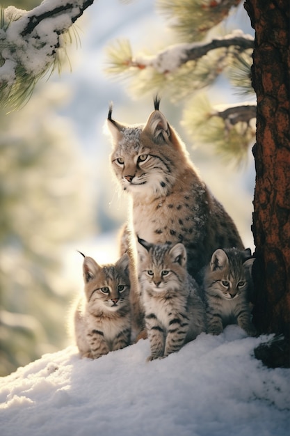 View of wild bobcat predator