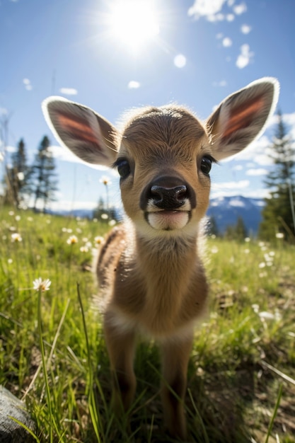 Free photo view of wild elk calf