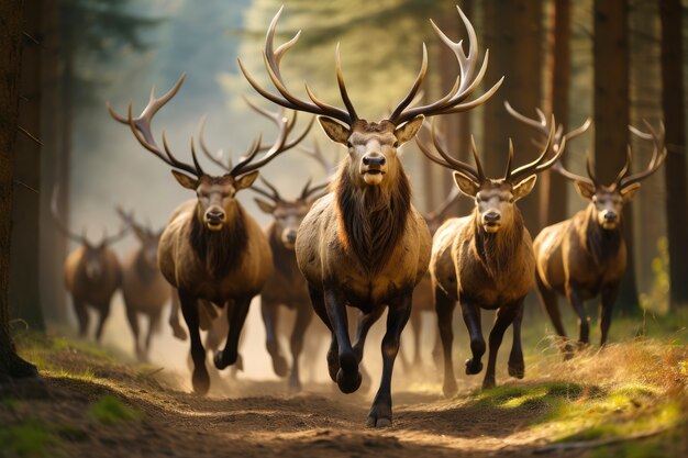 View of wild elk in nature