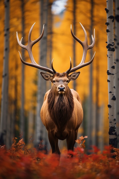 Free photo view of wild elk in nature