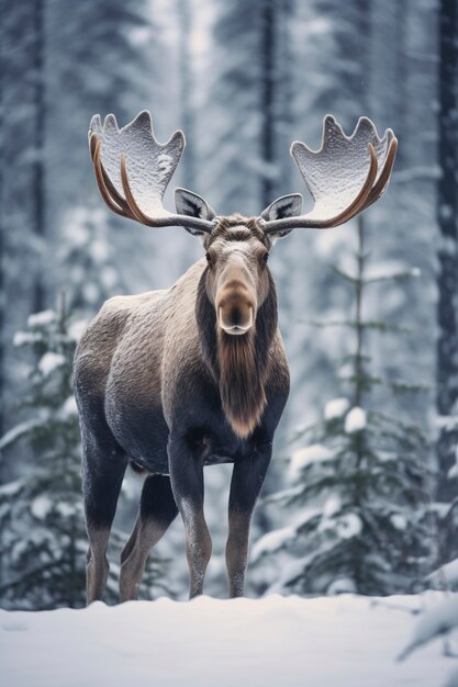 View of wild elk out in nature