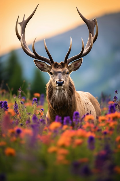 Free photo view of wild elk out in nature