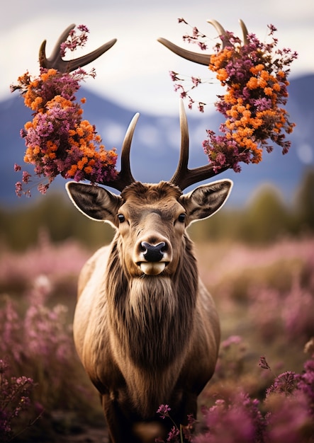 Free photo view of wild elk out in nature