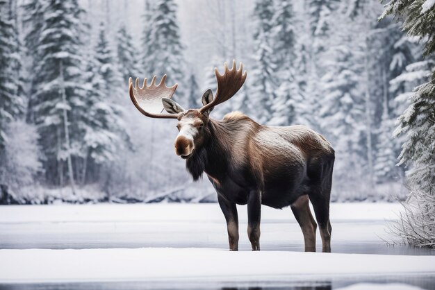 View of wild elk with nature landscape