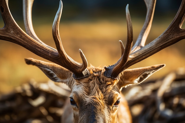 View of wild elk with nature landscape