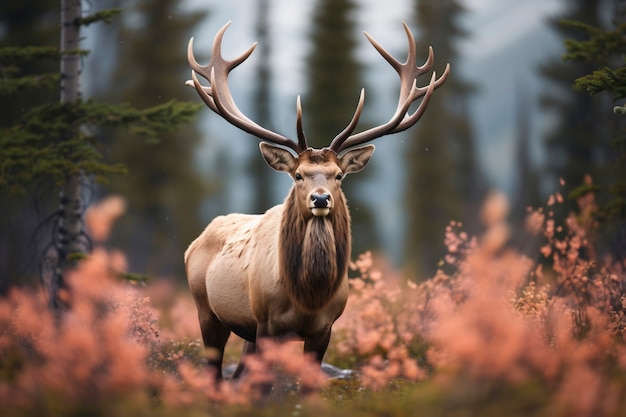 Free photo view of wild elk with nature landscape