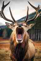 Free photo view of wild elk with nature landscape