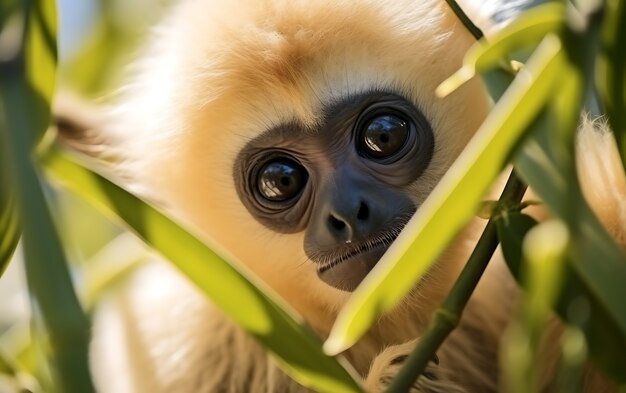 Free photo view of wild gibbon ape