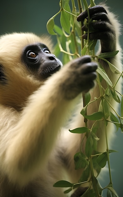 Free photo view of wild gibbon ape