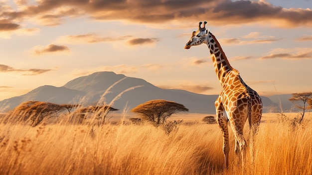 View of wild giraffe