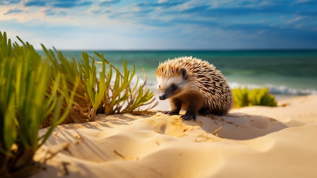 Free photo view of wild hedgehog