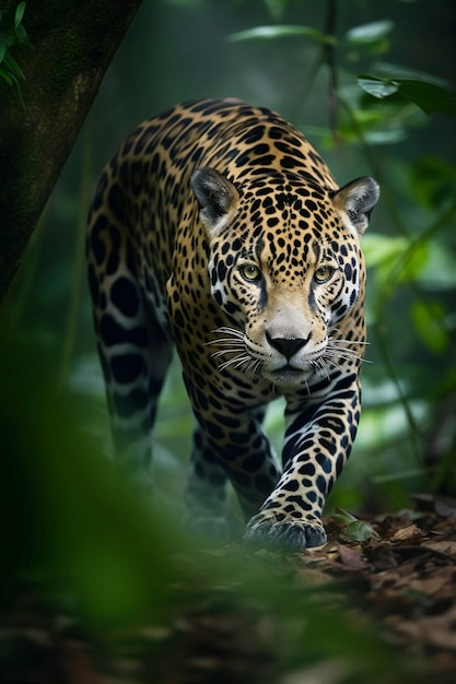 Free photo view of wild leopard in nature