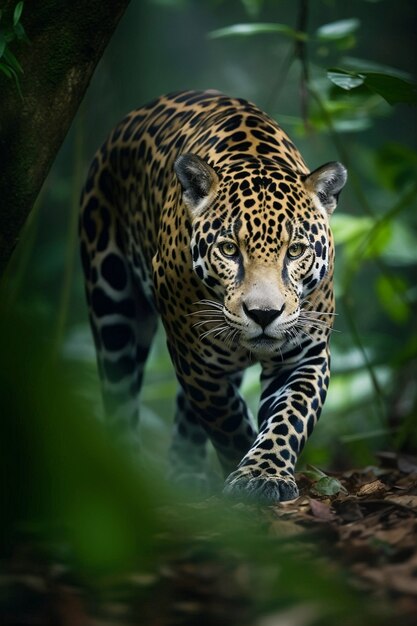 View of wild leopard in nature
