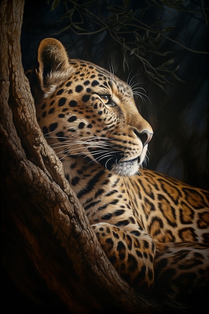 View of wild leopard in nature